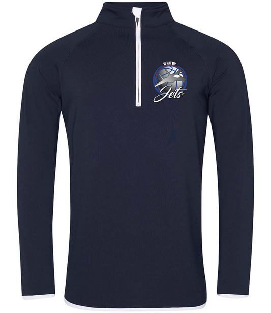 Whitby Jets Cool Half Zip Sweat Top | French Navy/Arctic White